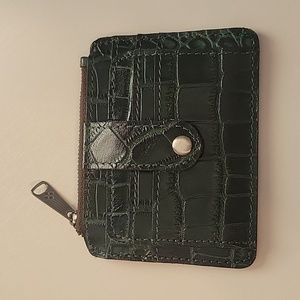 Patricia Nash Leather Croc Embossed Cassis ID Wallet Green 💚